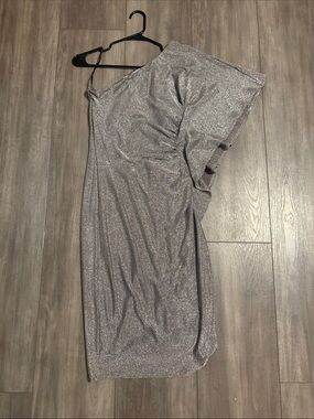 Silver One-Shoulder Sparkle Women's Dress